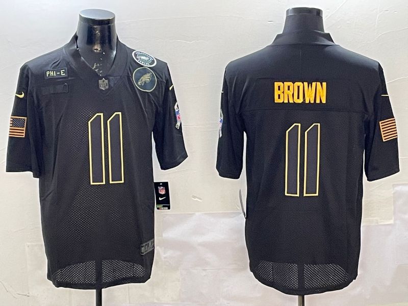 Men Philadelphia Eagles #11 Brown Black 2025 Nike Salute to Service Limited NFL Jersey style 10